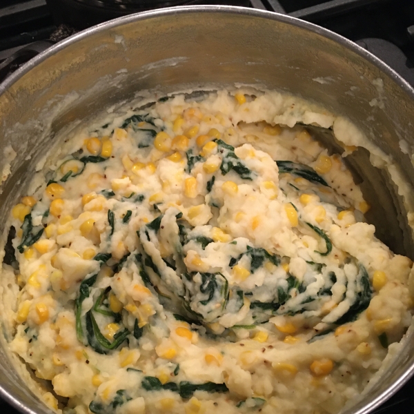 Spinach and Sweet Corn Mashed Potatoes