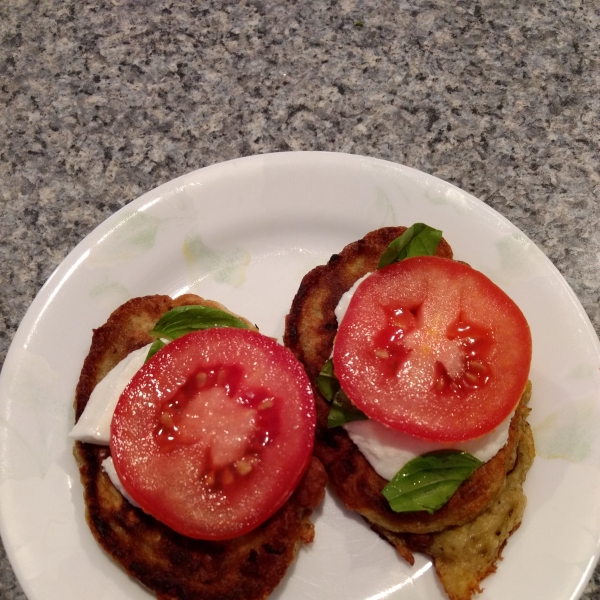 Zucchini Fritters with Fresh Mozzarella and Tomato