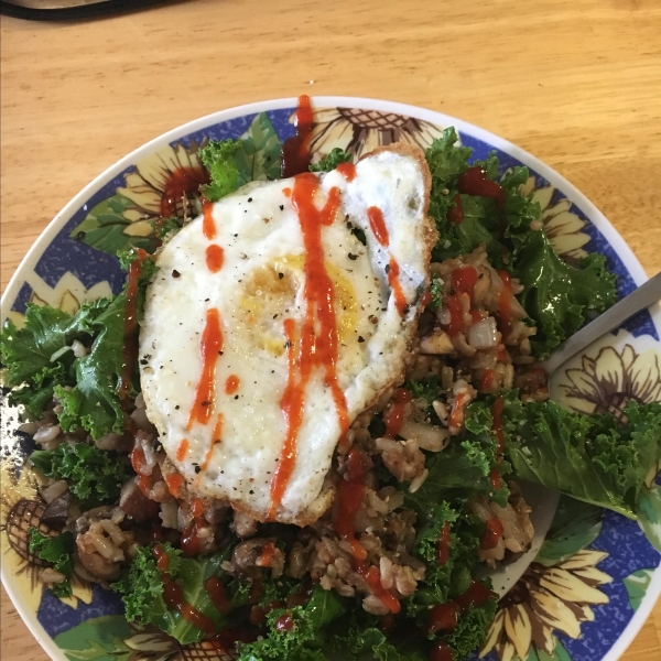 Breakfast Fried Rice with Kale and Egg