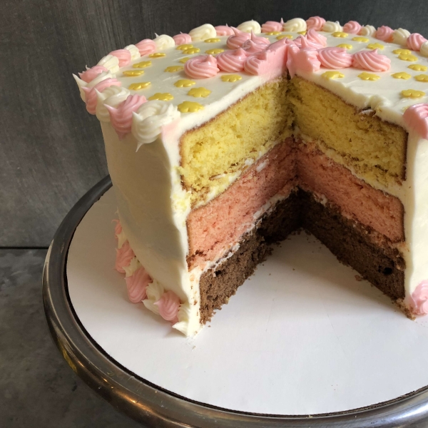 Neapolitan Nesquik Layer Cake