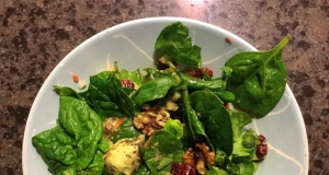 Apple, Pecan, Cranberry, and Avocado Spinach Salad with Balsamic Dressing