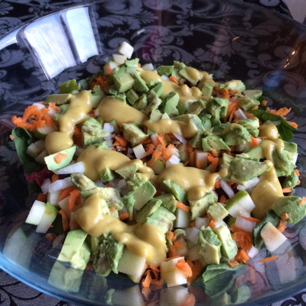 Apple, Pecan, Cranberry, and Avocado Spinach Salad with Balsamic Dressing