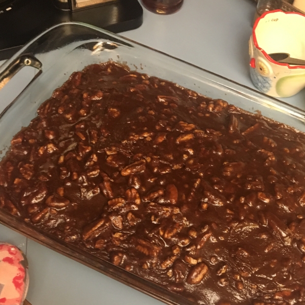 Old Southern Chocolate Pecan Sheet Cake