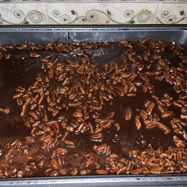 Old Southern Chocolate Pecan Sheet Cake