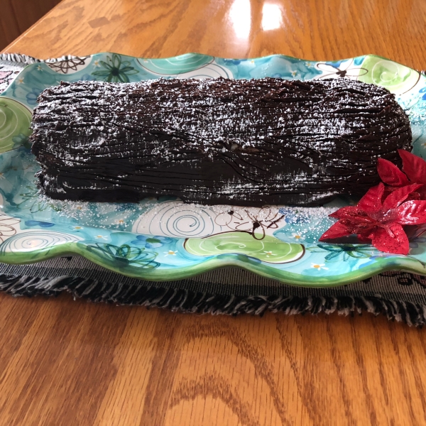 No-Bake Chocolate Yule Log with Chocolate Mushrooms