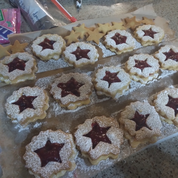 Cranberry Cornmeal Linzer Cookies