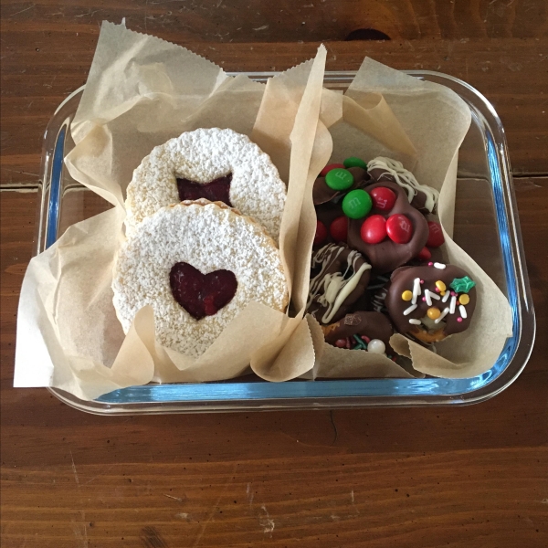 Cranberry Cornmeal Linzer Cookies