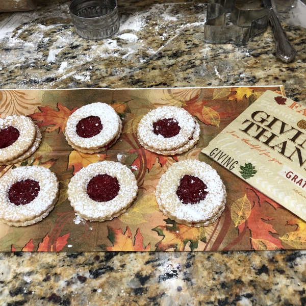 Cranberry Cornmeal Linzer Cookies