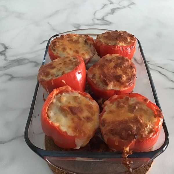 Feta and Turkey Stuffed Green Peppers