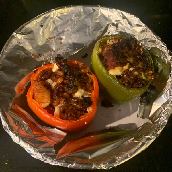 Feta and Turkey Stuffed Green Peppers