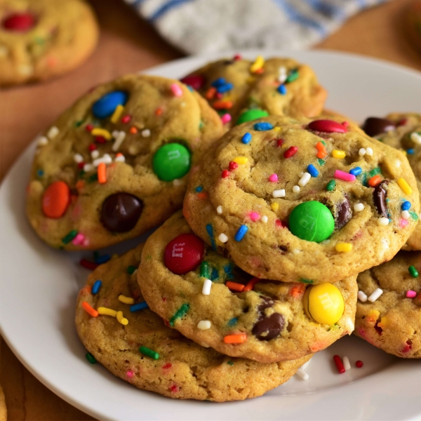 Chocolate Chip-Sprinkle Cookies with M&Ms