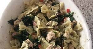 Salmon Pasta with Spinach and Artichokes