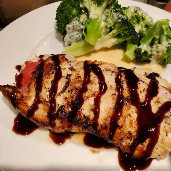Caprese-Stuffed Chicken Breast with Balsamic Reduction
