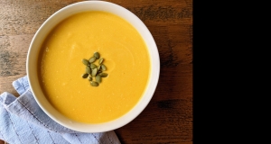 Vegan Butternut Squash Soup with Ginger, Apple, and Coconut Milk