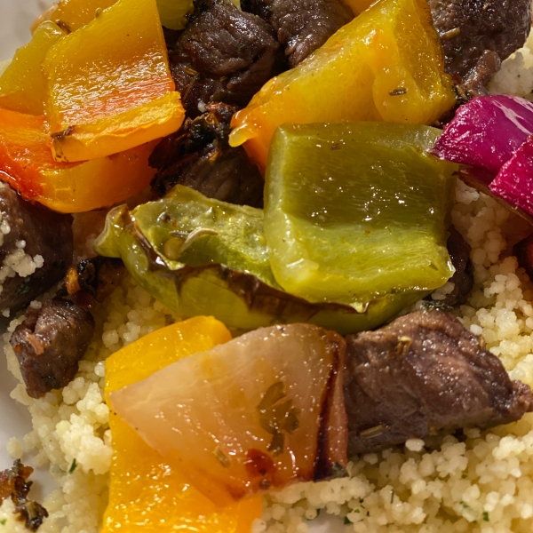 Diced Lamb with Roasted Vegetables and Couscous