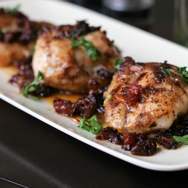 Seared Monkfish with Balsamic and Sun-Dried Tomatoes