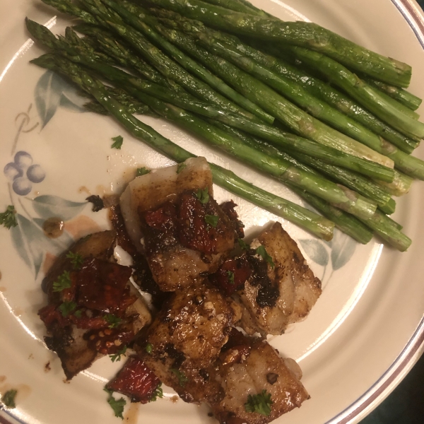 Seared Monkfish with Balsamic and Sun-Dried Tomatoes