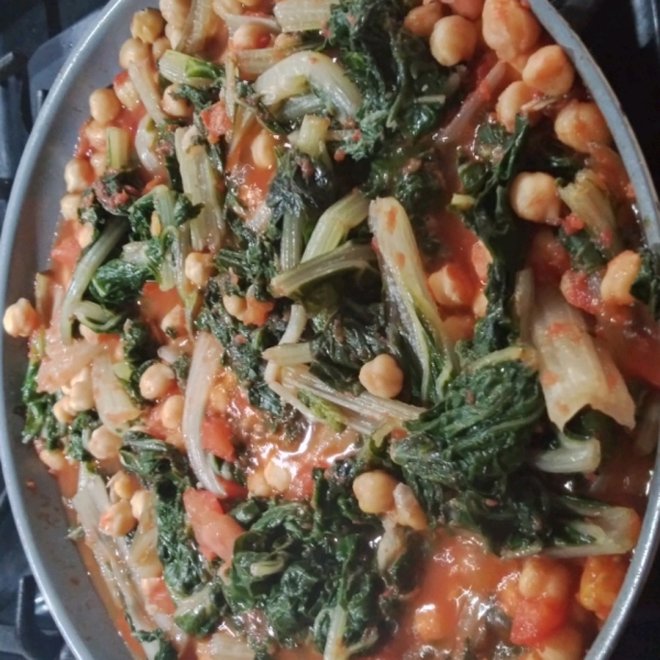 Swiss Chard with Garbanzo Beans and Fresh Tomatoes