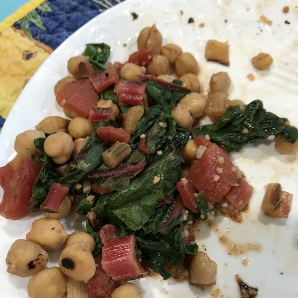 Swiss Chard with Garbanzo Beans and Fresh Tomatoes