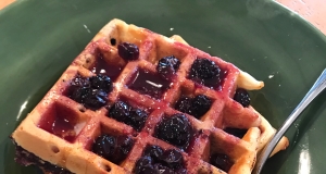 Blueberry Waffles with Fast Blueberry Sauce