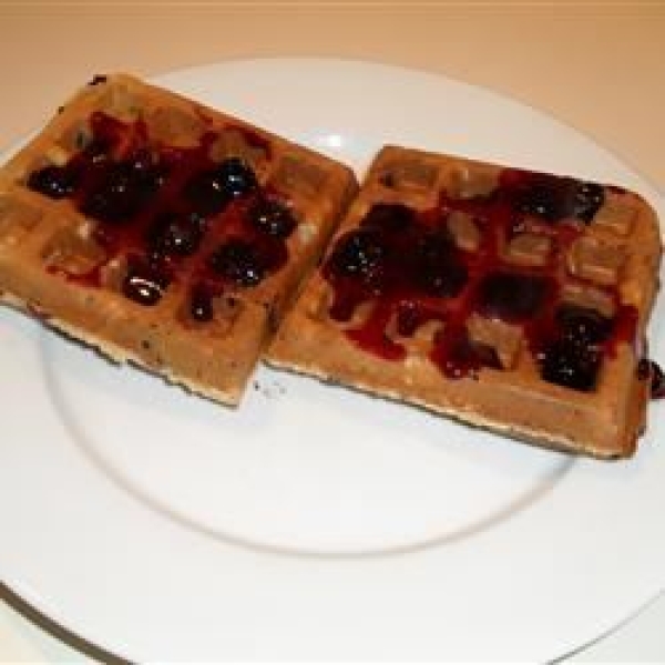 Blueberry Waffles with Fast Blueberry Sauce