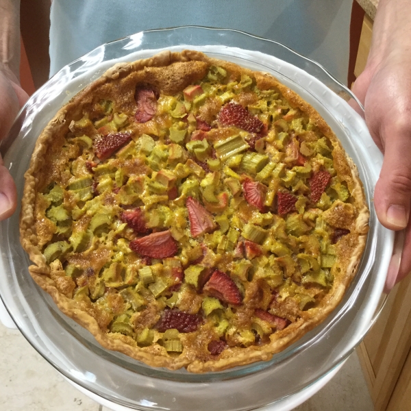 Strawberry Rhubarb Custard Pie