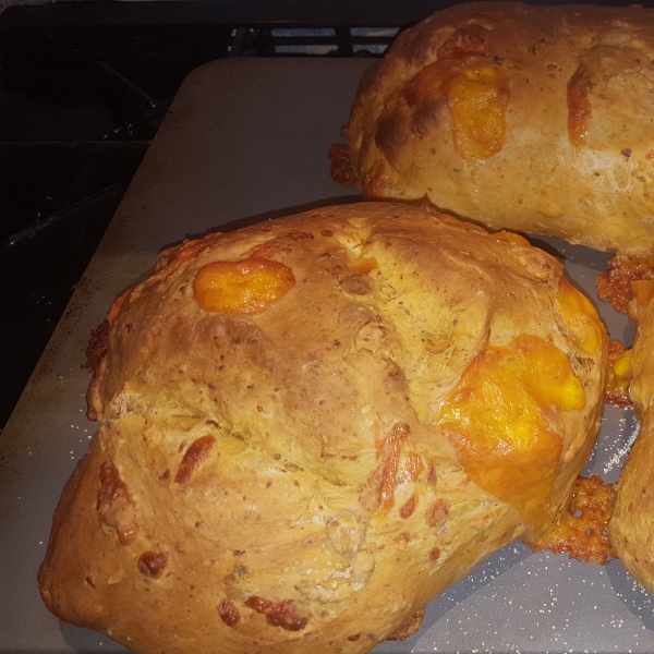 Cheddar Chipotle Bread on a Pizza Stone