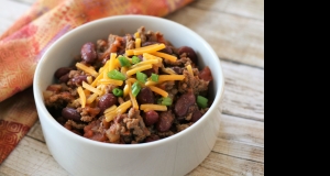 Ten Minute Chipotle Spiced Beef and Bean Chili