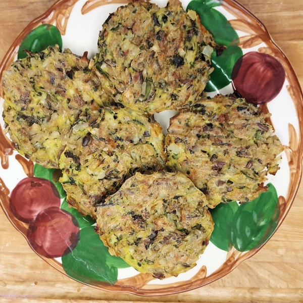 Zucchini, Wild Rice, and Hazelnut Fritters