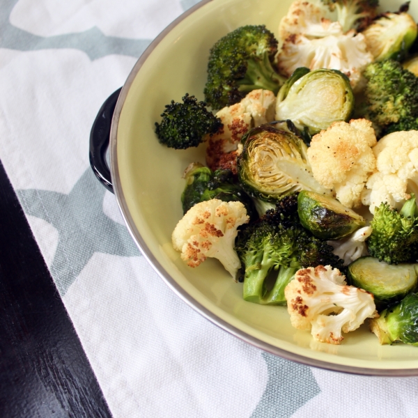 Oven-Roasted Cauliflower, Brussels, and Broccoli