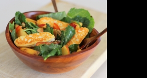 Spinach, Nectarine, and Halloumi Salad