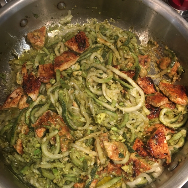 Avocado Pesto with Zucchini Pasta