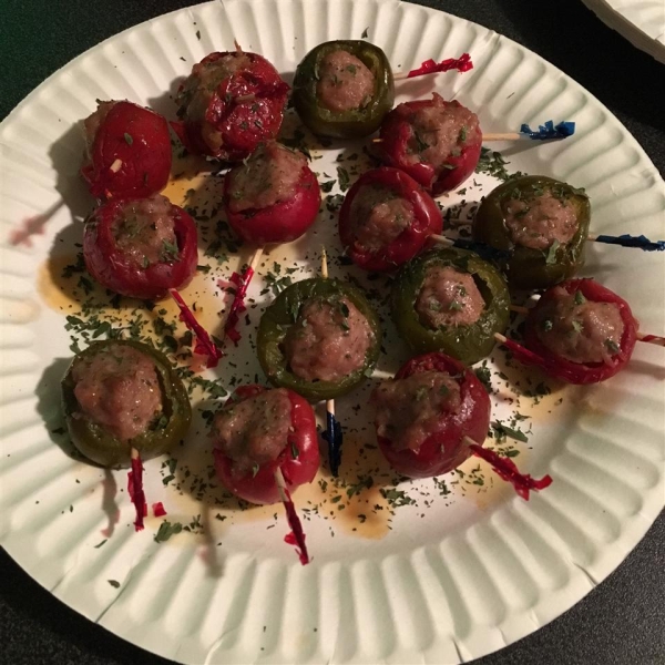 Sausage-Stuffed Cherry Pepper Poppers