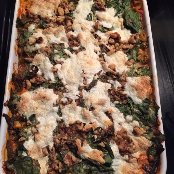 Spinach Lasagna with Walnut Pesto