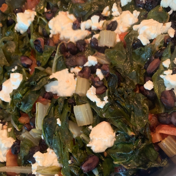 Swiss Chard with Pinto Beans and Goat Cheese