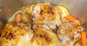 Skillet Chicken Thighs with Carrots and Potatoes