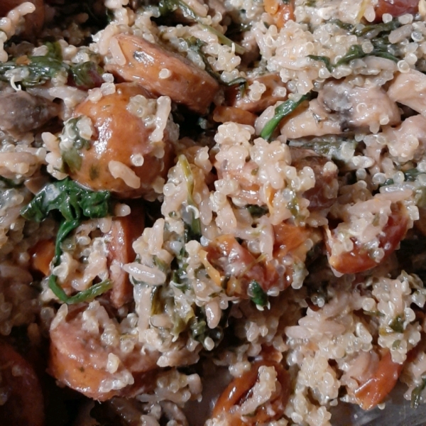 Farro, Sausage, and Spinach Dinner