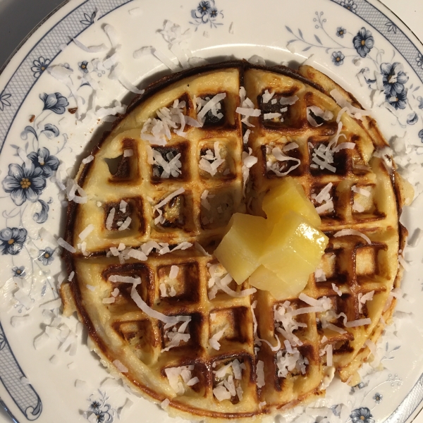 Hawaiian Waffles with Pineapple and Coconut