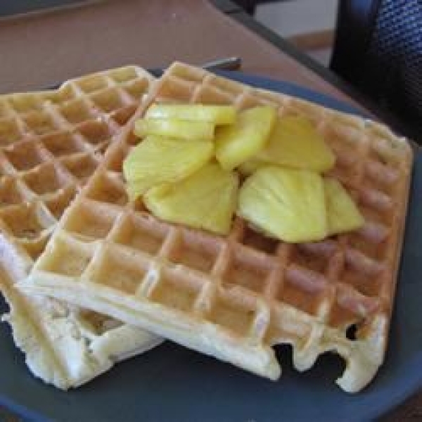 Hawaiian Waffles with Pineapple and Coconut