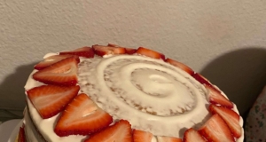 Carry Cake with Strawberries and Whipped Cream