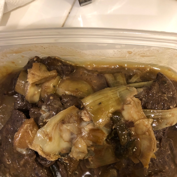 Braised Skirt Steak with Artichoke