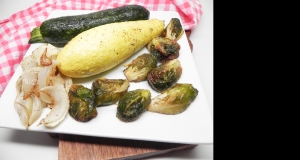 Roasted Summer Squash, Zucchini, and Brussels Sprouts