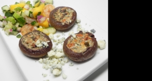 Grilled Mushrooms Stuffed with Basil and Blue Cheese Butter