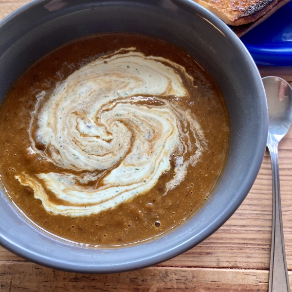 Red Lentil Soup with Lemon-Mint Yogurt