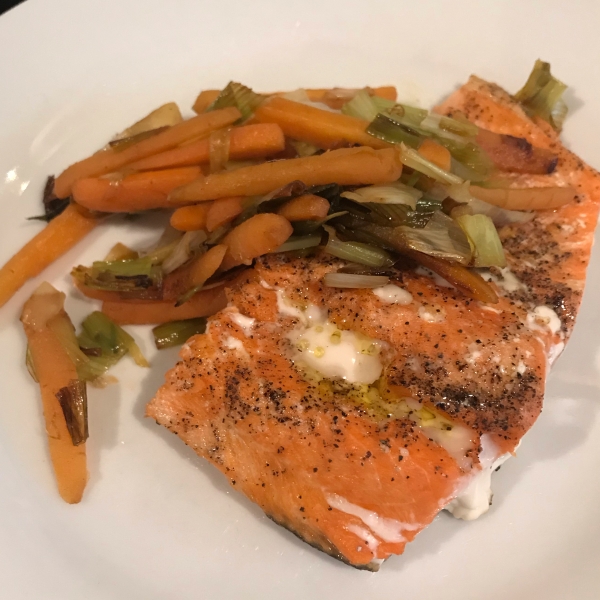 Salmon with Caramelized Leeks