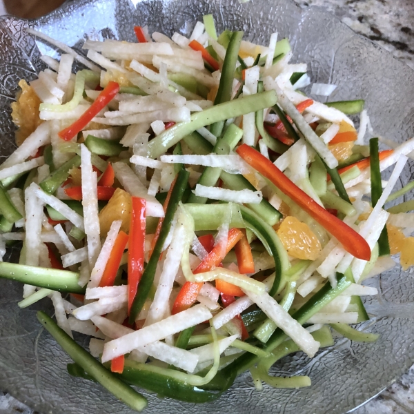 Refreshing Sweet and Spicy Jicama Salad (Vegan)