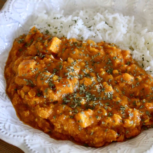 Vegan Coconut-Lentil Curry with Sweet Potatoes