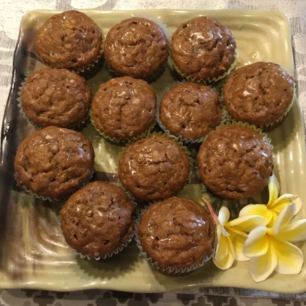 Banana Mango Muffins with Lime Glaze