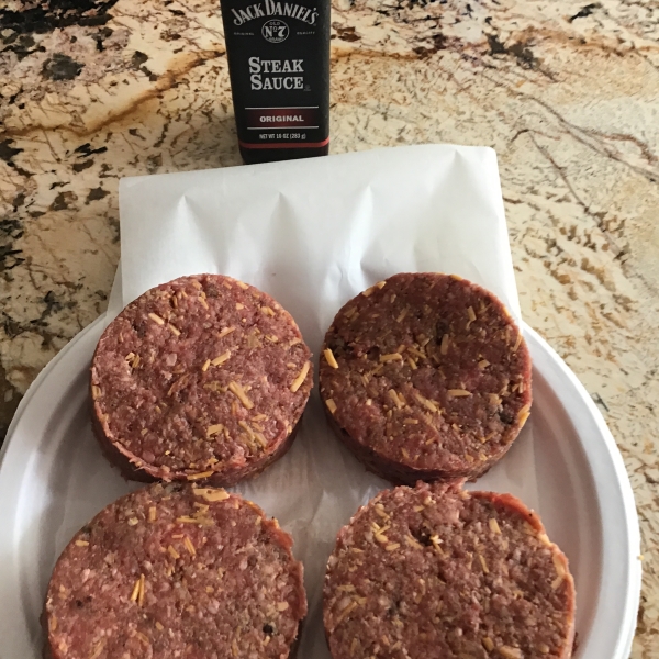 Cheddar Bacon Hamburgers with Horseradish