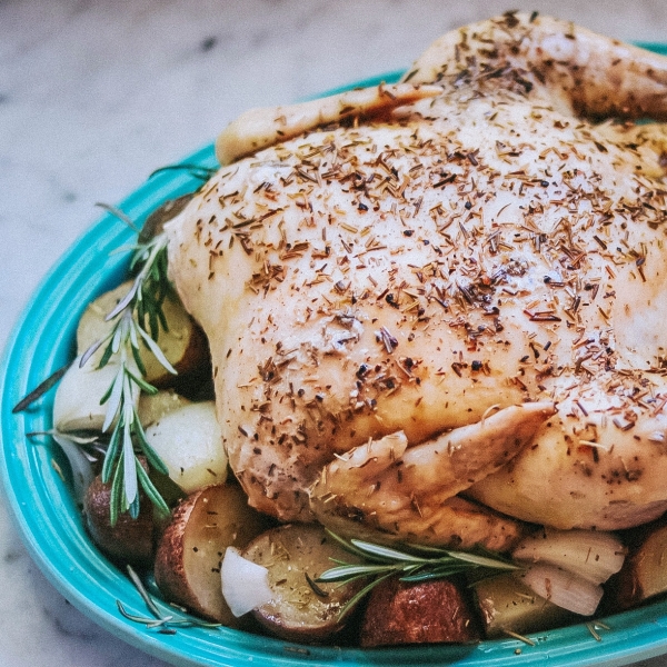 Garlic-Rosemary Slow Cooker Whole Chicken